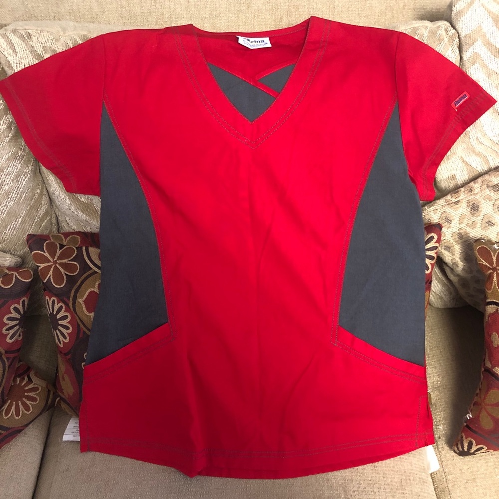 Reina Red Scrub Top